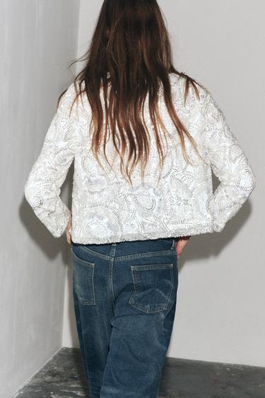 SEQUIN KNIT CARDIGAN - Silver by Zara - Image 2