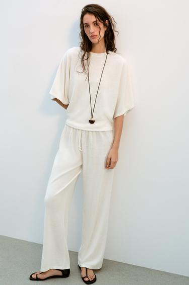 ТОП В СТИЛЕ РУСТИК С КОРОТКИМИ РУКАВАМИ — ЭКРЮ от Zara