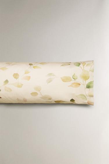 SATEEN PILLOWCASE WITH LEAF PRINT - Ecru by Zara - Image 4