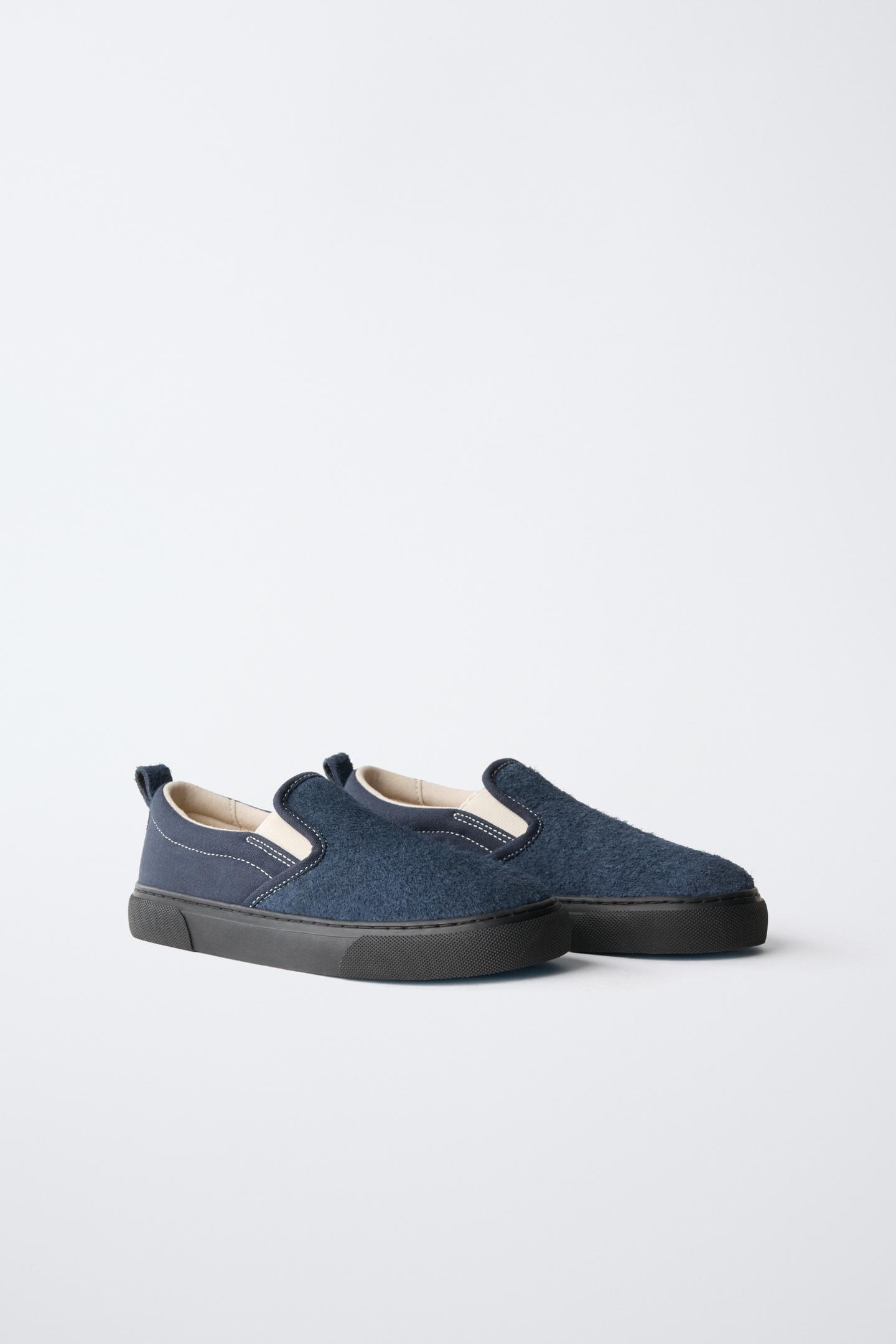 Детские кроссовки Zara Contrast Plimsolls, цвет: Синий — фото 2