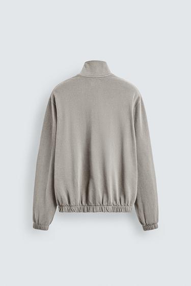 KNIT ZIP-UP SWEATSHIRT - Sand by Zara