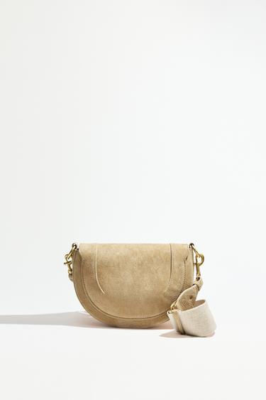 LEATHER DOUBLE STRAP CROSSBODY BAG - SAND/BROWN by Zara