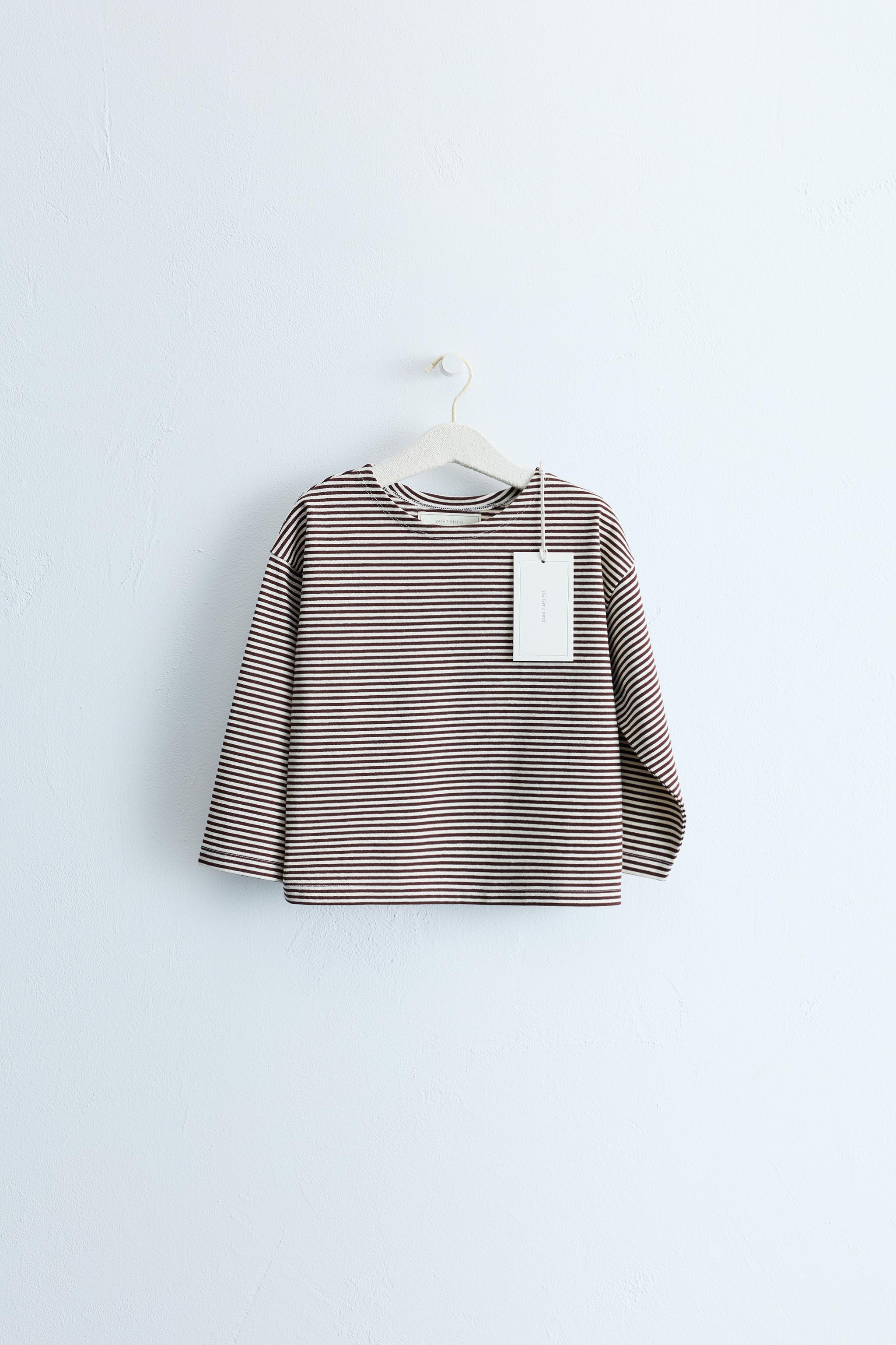 ZARA TIMELESS STRIPED PRINT T-SHIRT — Brown