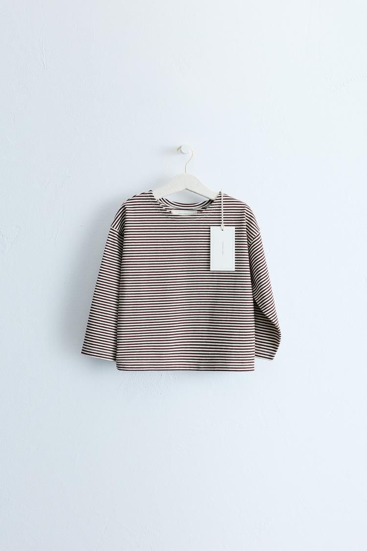 ZARA TIMELESS - STRIPED PRINT T-SHIRT — Brown