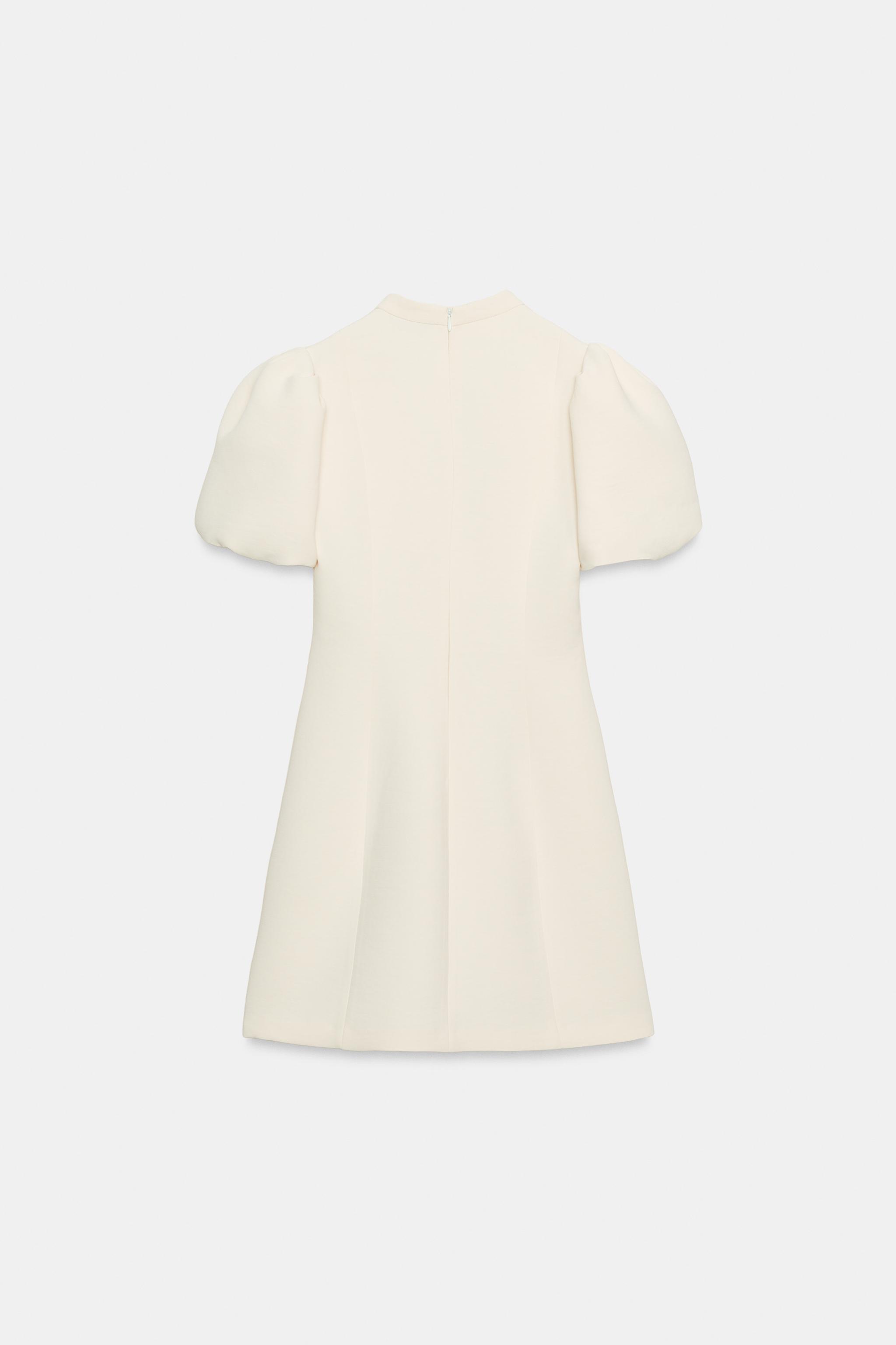 PUFF SLEEVE SHORT DRESS - Black / White | ZARA United States PUFF SLEEVE SHORT DRESS - Black / White | ZARA United States