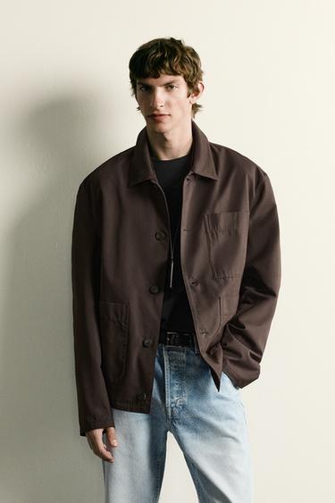 SOBRECAMISA REGULAR FIT BOLSILLOS - Marrón de Zara