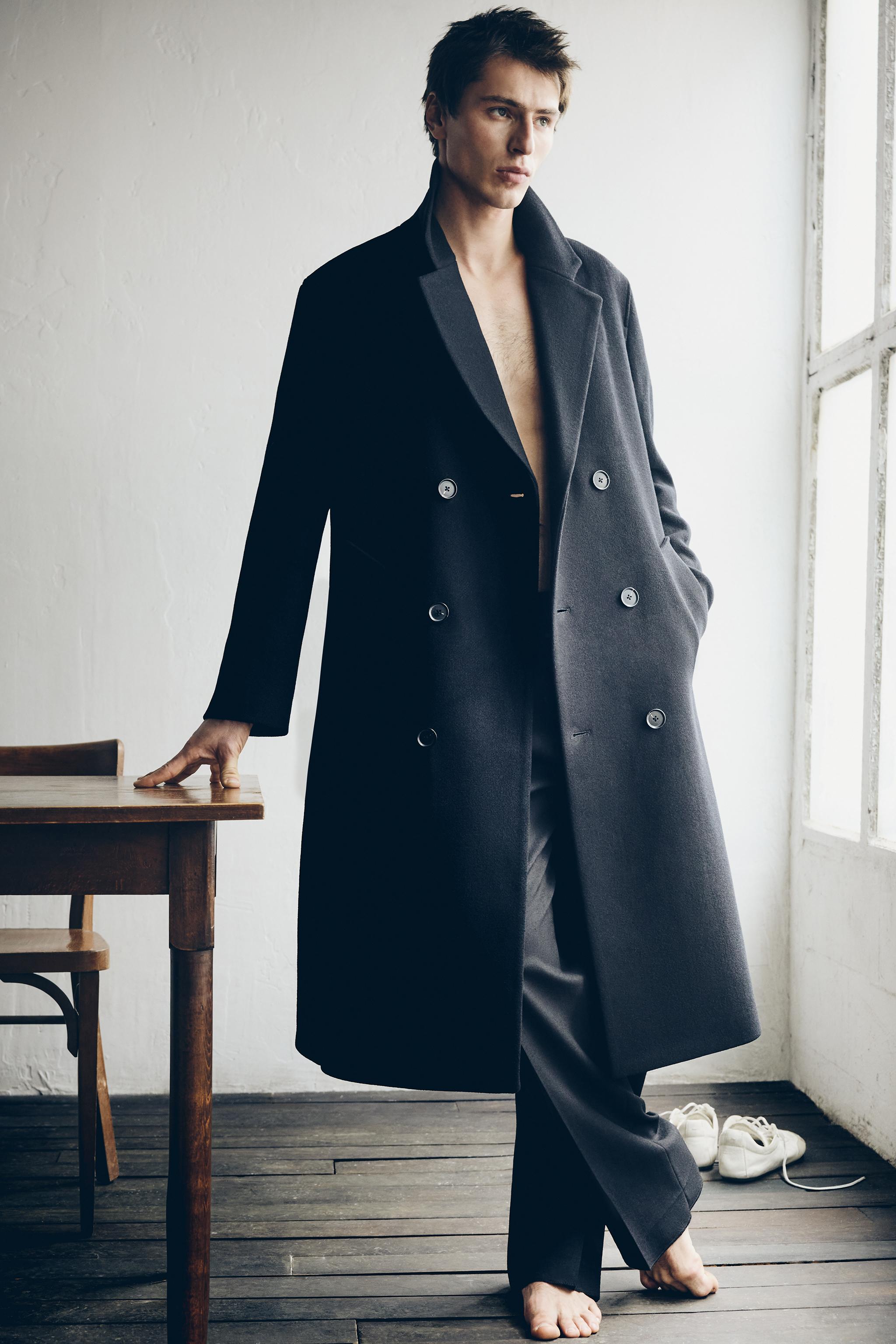 ZARA ダブルブレスト チェスターコート ブラック ロング丈ダブル