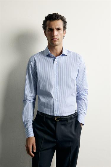 SLIM FIT STRIPED SHIRT - striped by Zara