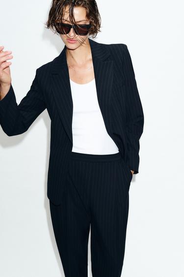 PINSTRIPE TROUSERS - Navy blue by Zara