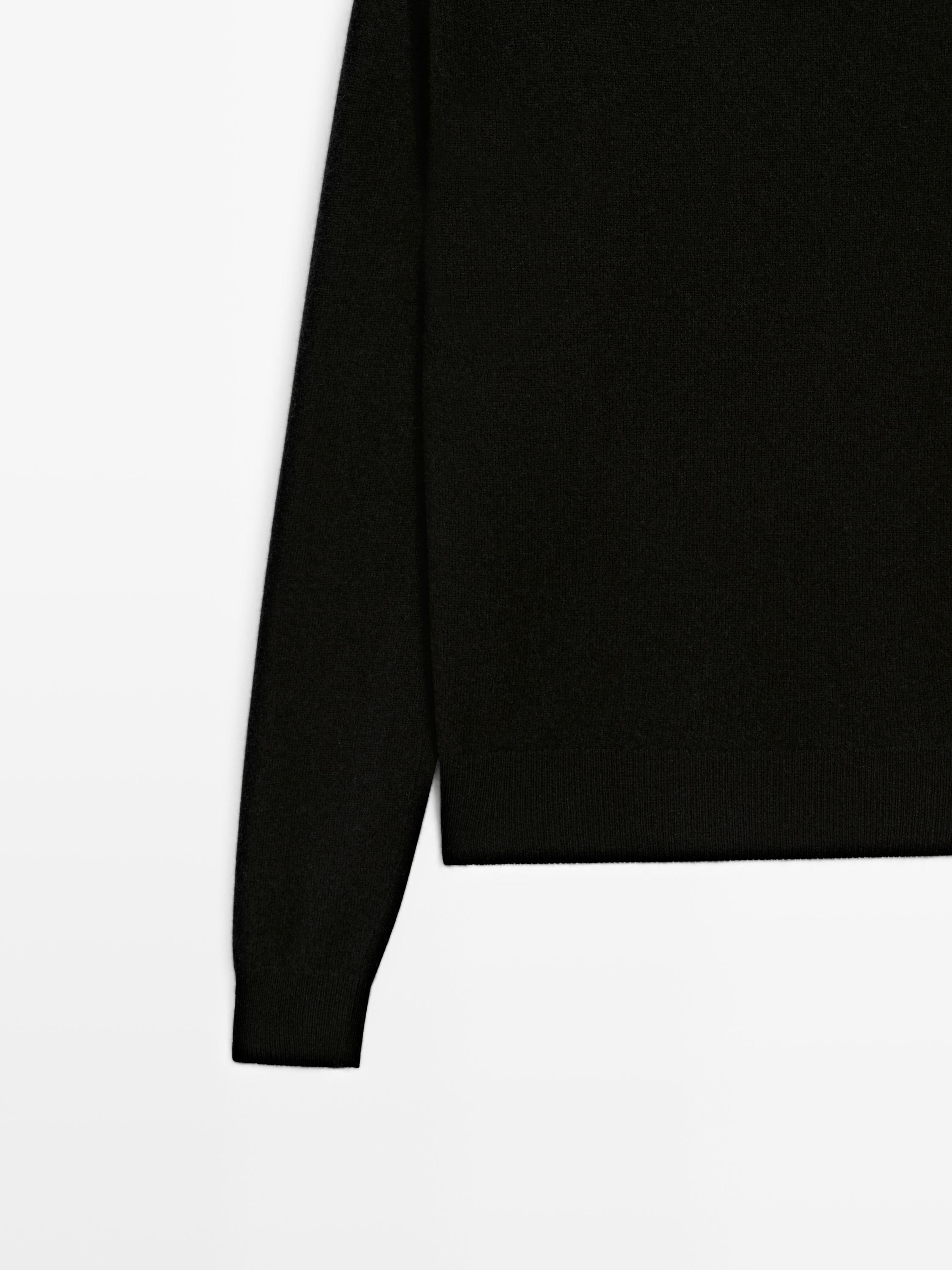 Wool blend crew neck knit sweater