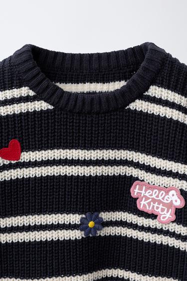 HELLO KITTY © SANRIO STRIPED KNIT SWEATER WITH PATCHES - Navy blue by Zara - Image 2