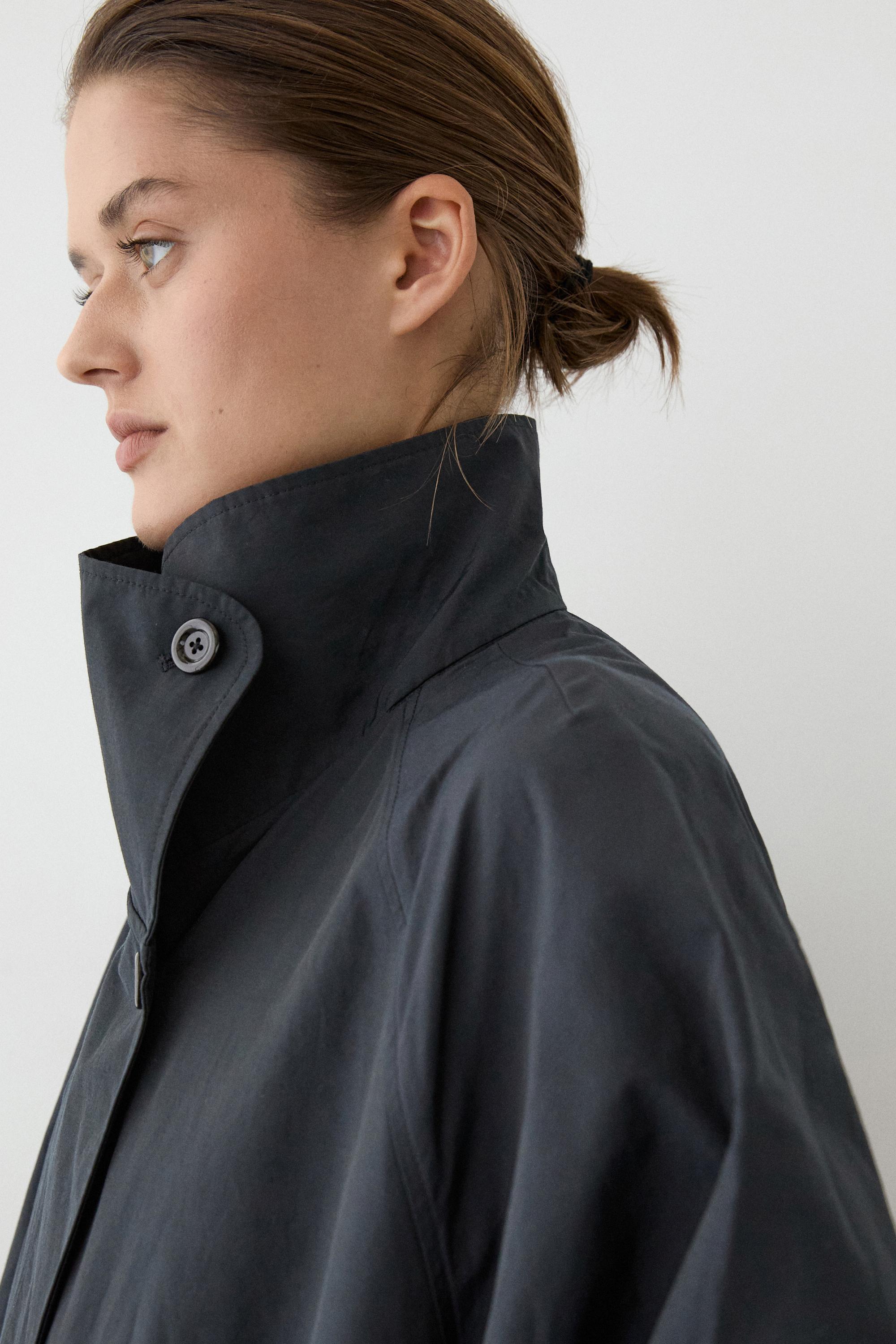 High neck technical trench coat — Dark navy