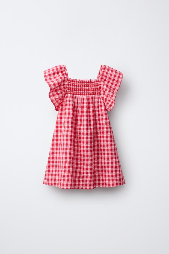 VESTIDO CUADROS Y CORAZONES - Rojo de Zara - Imagen 0