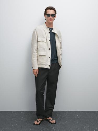 Sobrecamisa lino total look - Crudo de Zara