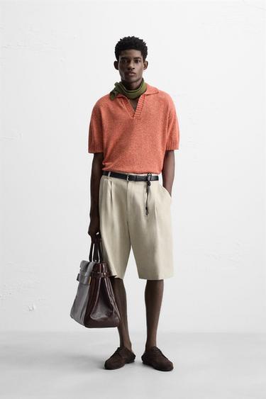 CONTRAST KNIT POLO SHIRT - Red by Zara
