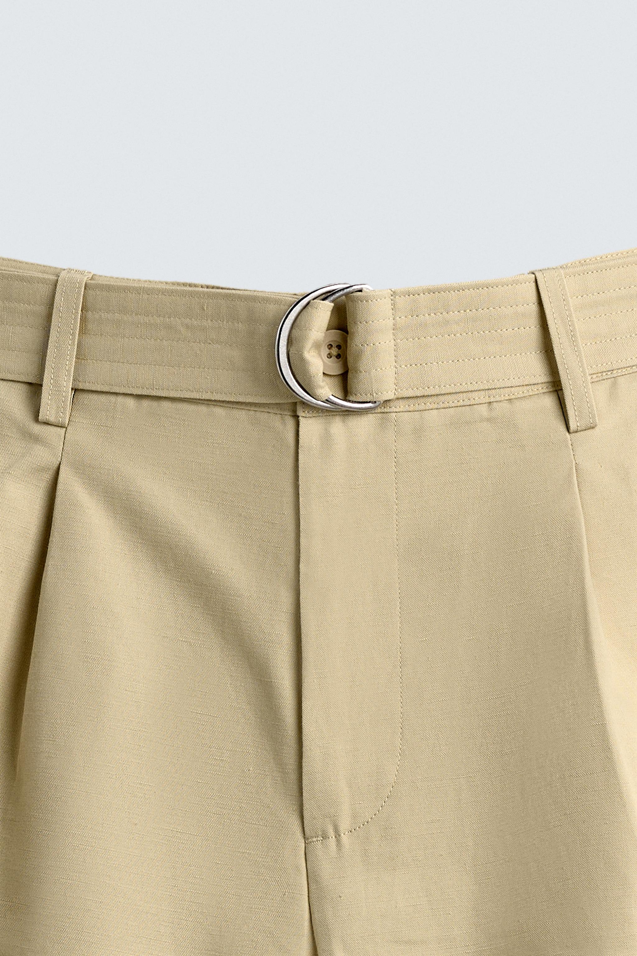 BERMUDA COTON - LIN CEINTURE
