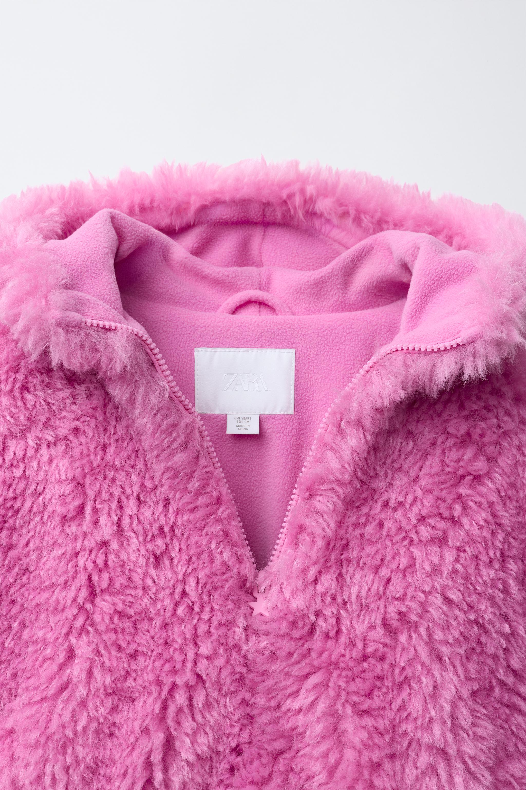 フェイクファーフード付きジャケット - ピンク | ZARA Japan / 日本