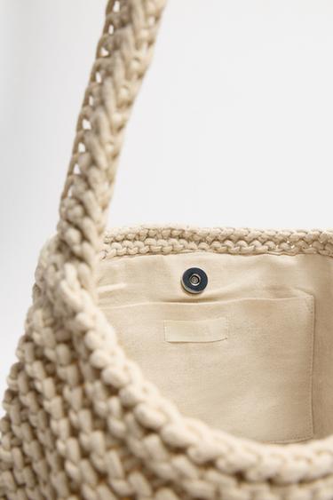 MACRAMÉ SHOULDER BAG - Ecru White by Zara - Image 5
