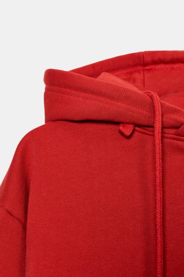 OVERSIZE-KAPUZENPULLOVER - Rot von Zara