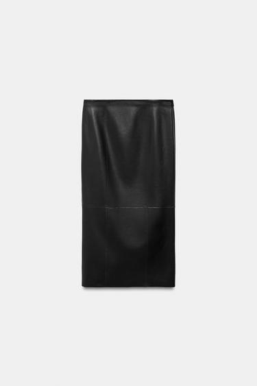 تنورة جلد 100% ZW COLLECTION إصدار محدود - أسود by Zara