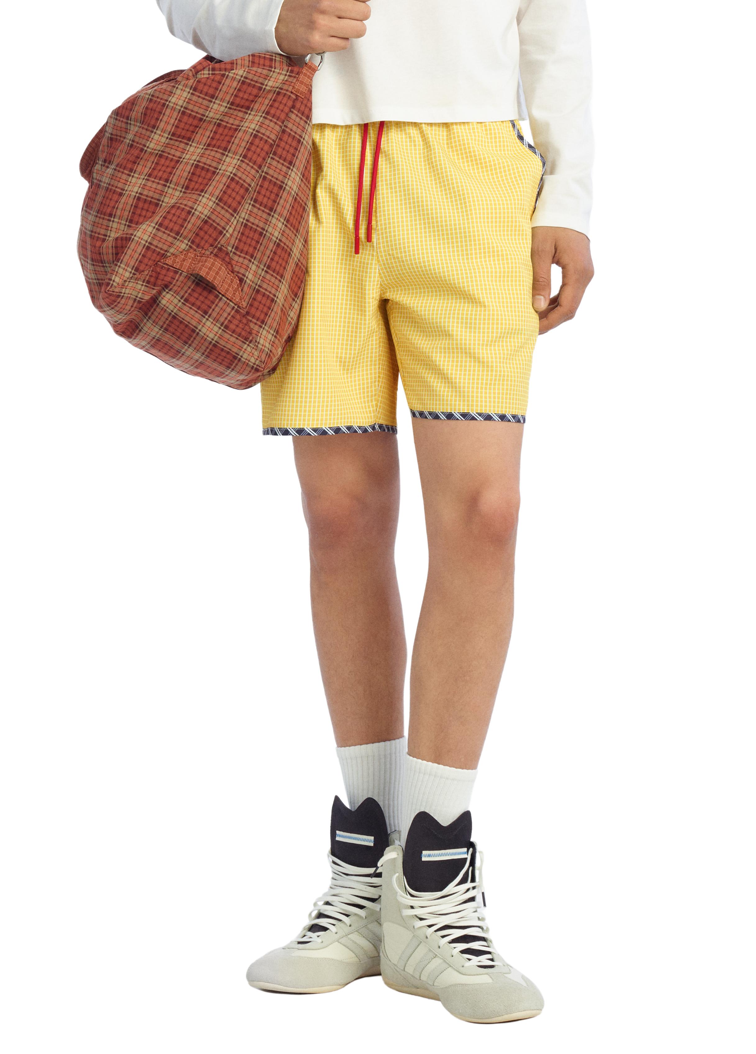 LONG CONTRAST PLAID SWIMSUIT — Yellow