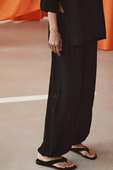 POINTELLE KNIT SAROUEL TROUSERS - Black by Zara