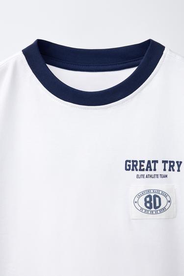 JOGGING SLOGAN T-SHIRT - White by Zara - Image 2