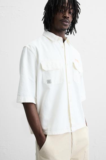 EMBROIDERED TEXT SHIRT - Ecru by Zara - Image 4