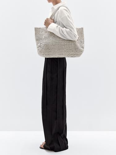 Bolso shopper trenzado piel napa - Blanco de Zara - Imagen 0
