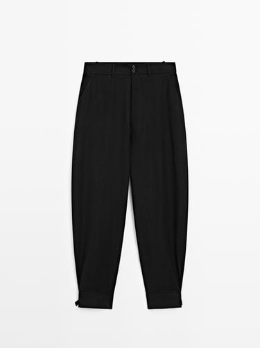 Zara Sarouel trousers with buckled hems - Black
