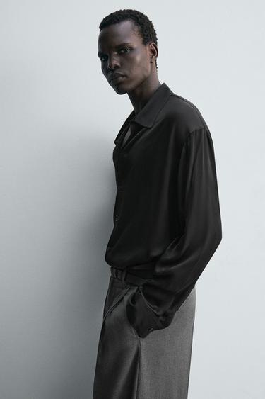 RELAXED FIT FLOWING SHIRT - Black by Zara - Image 5