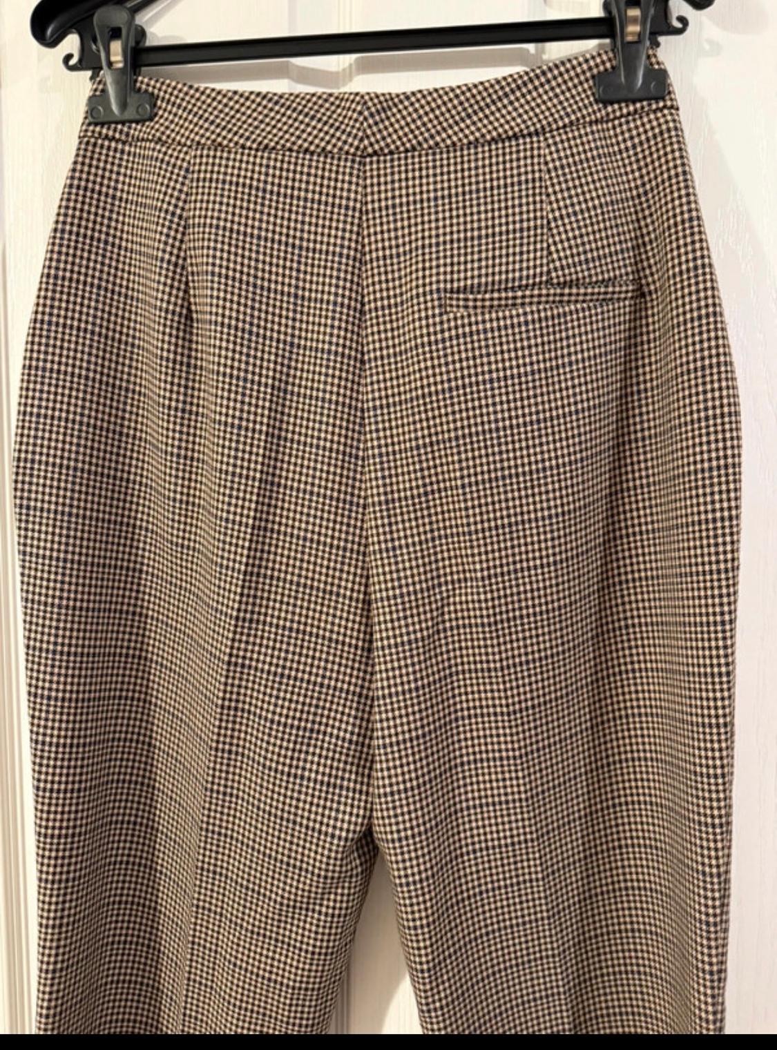 CHECKED FLARED TROUSERS - Image 8
