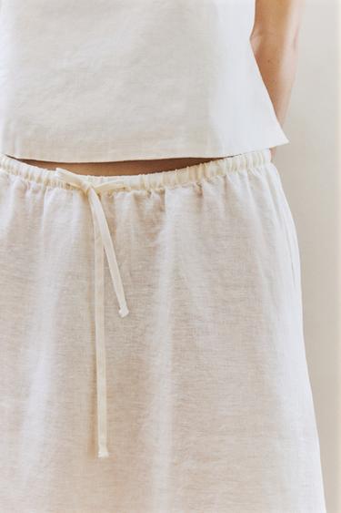 JUPE LONGUE EN LIN - Écru de Zara - Image 4