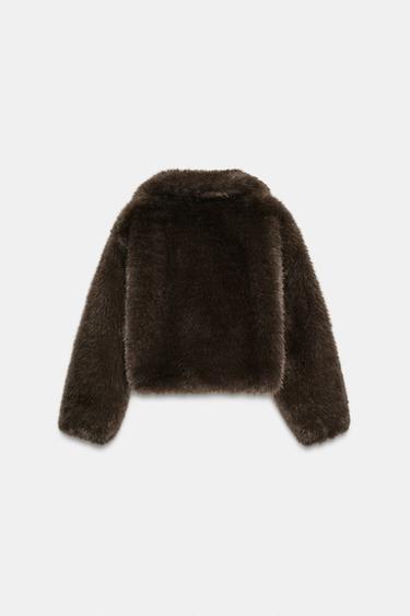 MANTEAU COURT EFFET FOURRURE - Tabac de Zara - Image 3