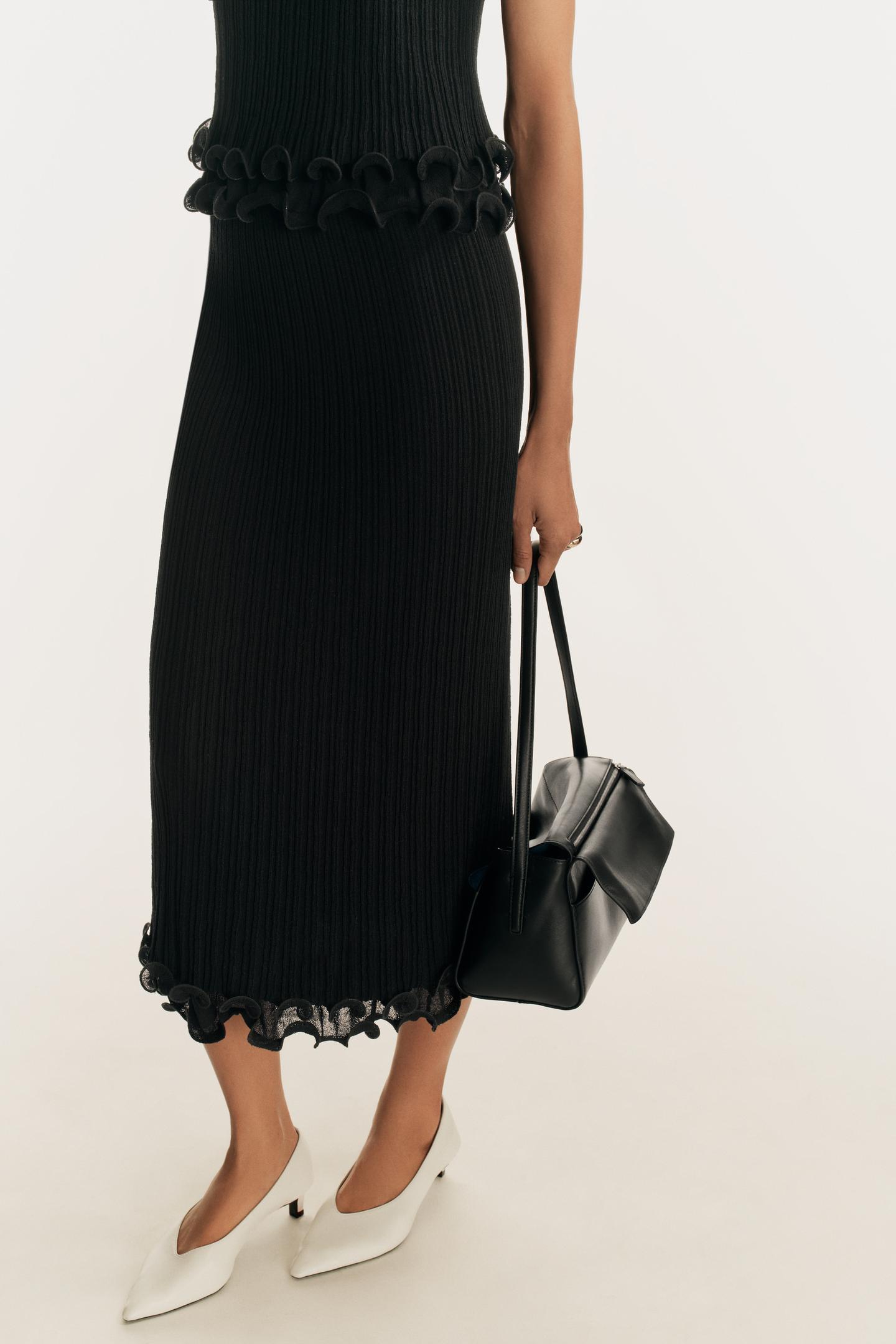 Женская юбка Zara Double-Layer Knit MIDI, цвет: Чёрный — фото 2