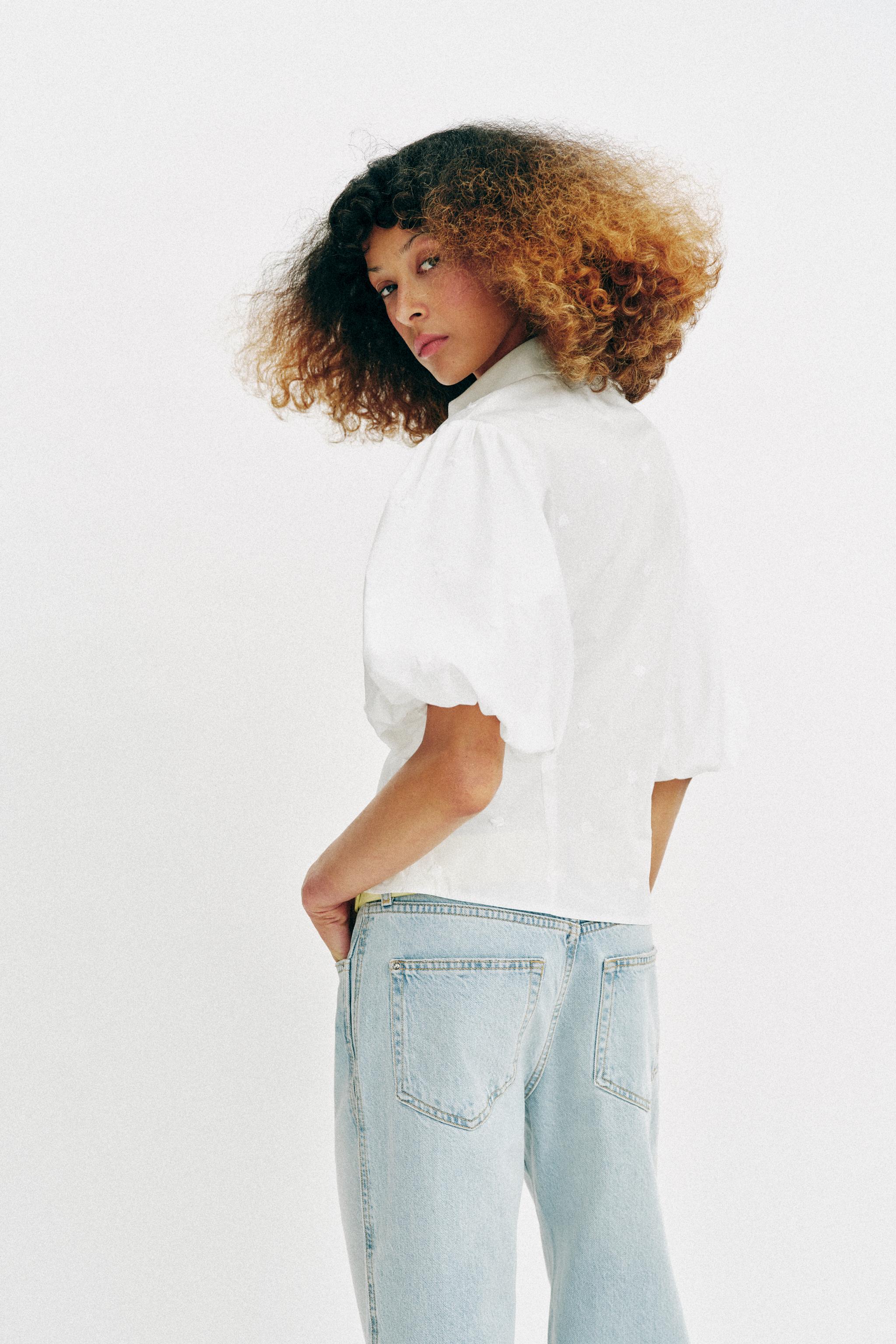 EMBROIDERED PUFF SLEEVE SHIRT