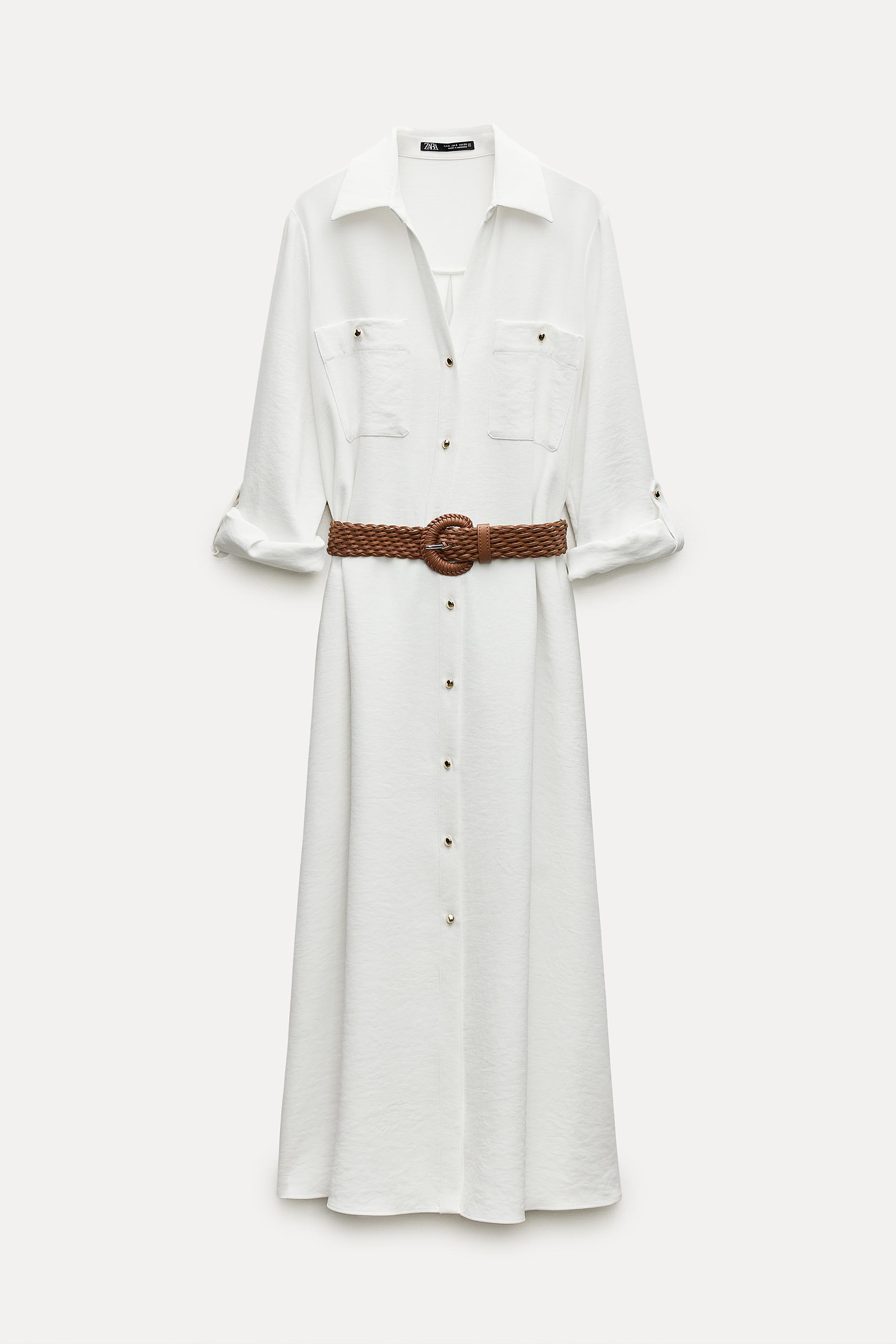 ROBE CHEMISE AVEC CEINTURE - Blanc cassé | ZARA France