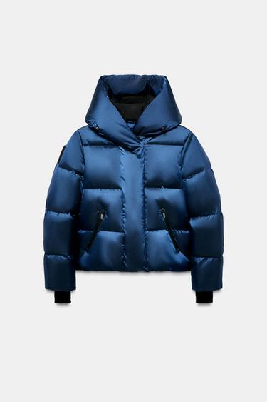 HOODED WATER-RESISTANT WINDPROOF DOWN JACKET RECCO® TECHNOLOGY SKI COLLECTION - Cobalt by Zara