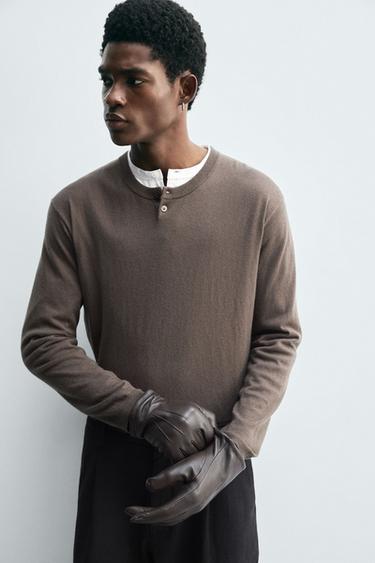 GUANTS BÀSICS DE PELL - Xocolata de Zara - Imatge 0