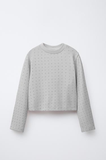 SOFT-TOUCH RHINESTONE T-SHIRT - Grey marl by Zara - Image 0