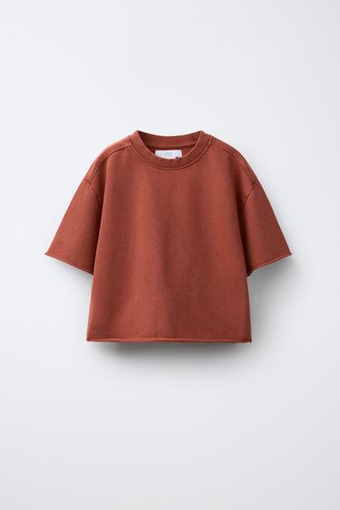 CAMISETA JOGGING EFECTO LAVADO - Marrón / Topo de Zara