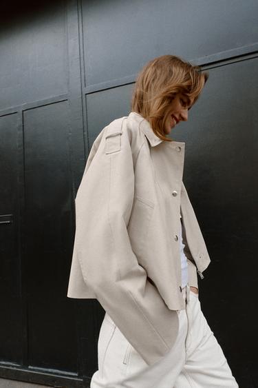 CROPPED DOUBLE-BREASTED TRENCH COAT - Stone by Zara - Image 2