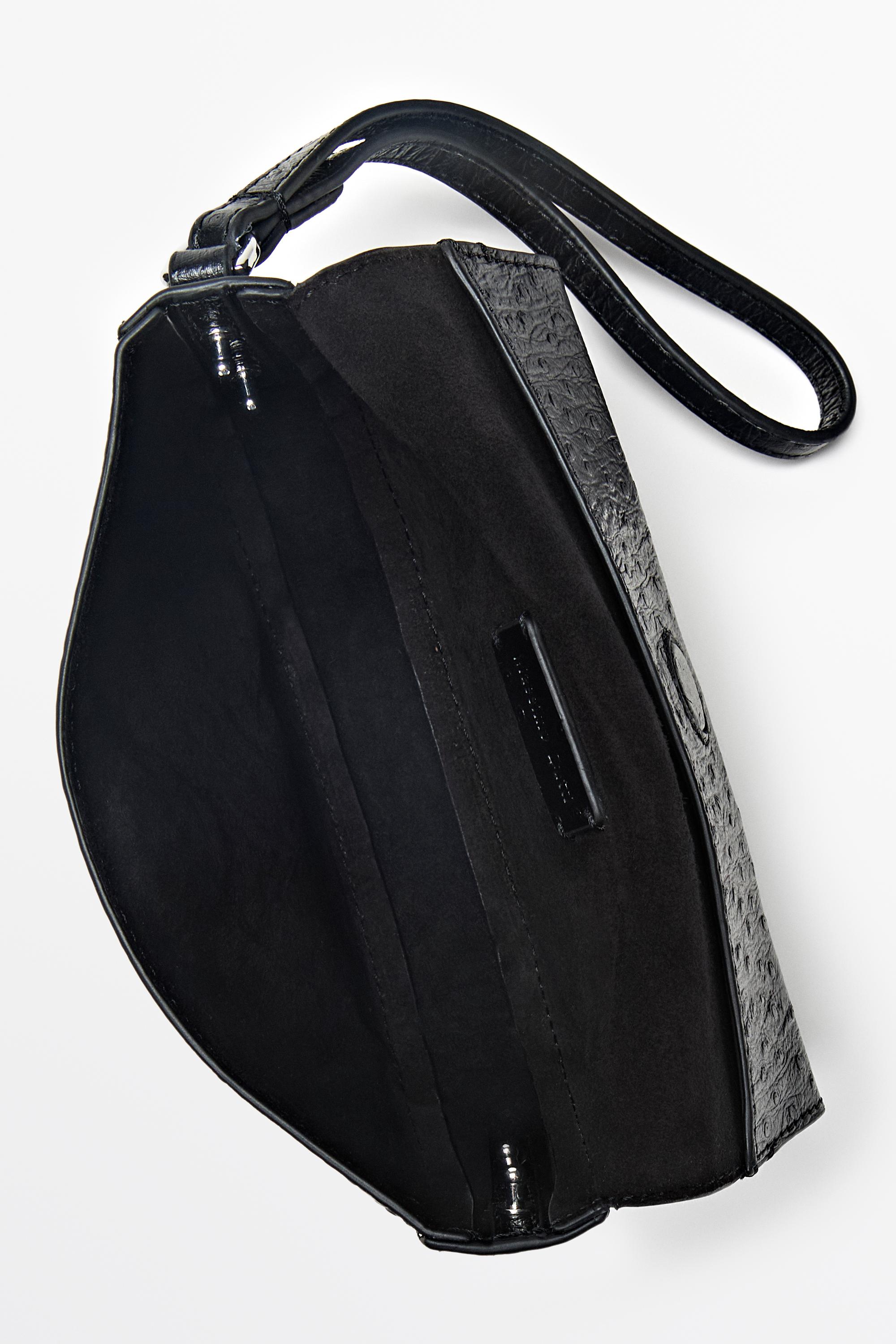 Nappa leather texture half-moon mini bag