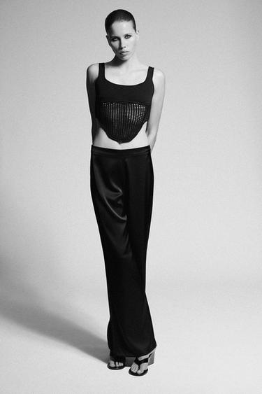 TOP CORSÉ PUNTO COMBINADO - Negro de Zara