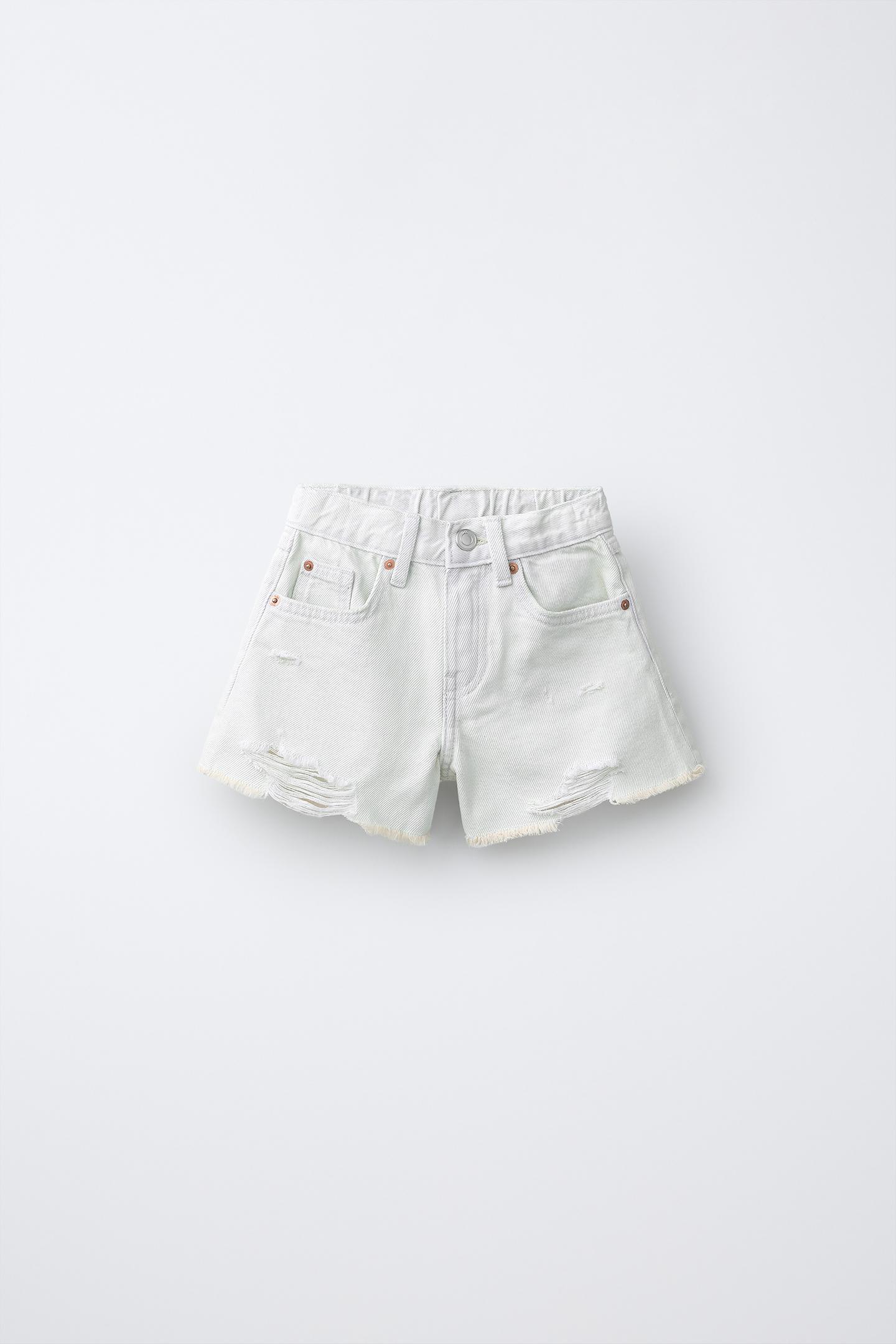 Детские шорты Zara Ripped Denim Shorts, цвет: Небесно-голубой — фото 1