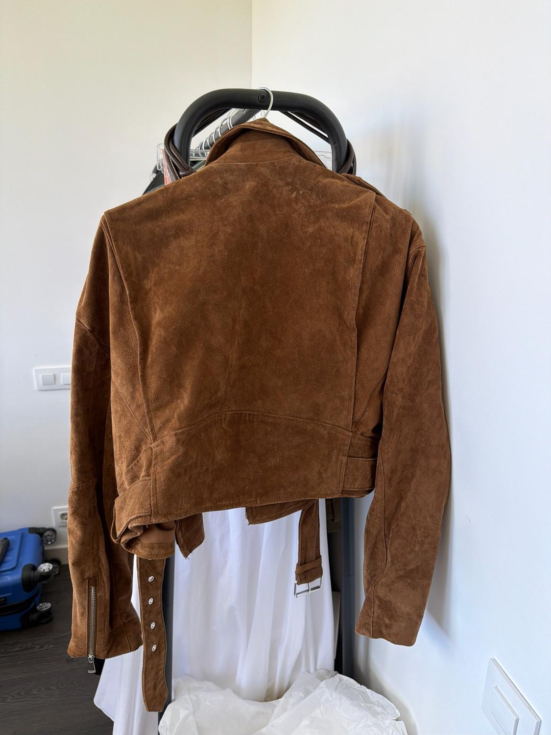 SHORT 100% SUEDE LEATHER JACKET WITH BELT - Image 3