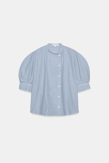 ZW COLLECTION BUTTONED POPLIN SHIRT - Blue/White by Zara - Image 4