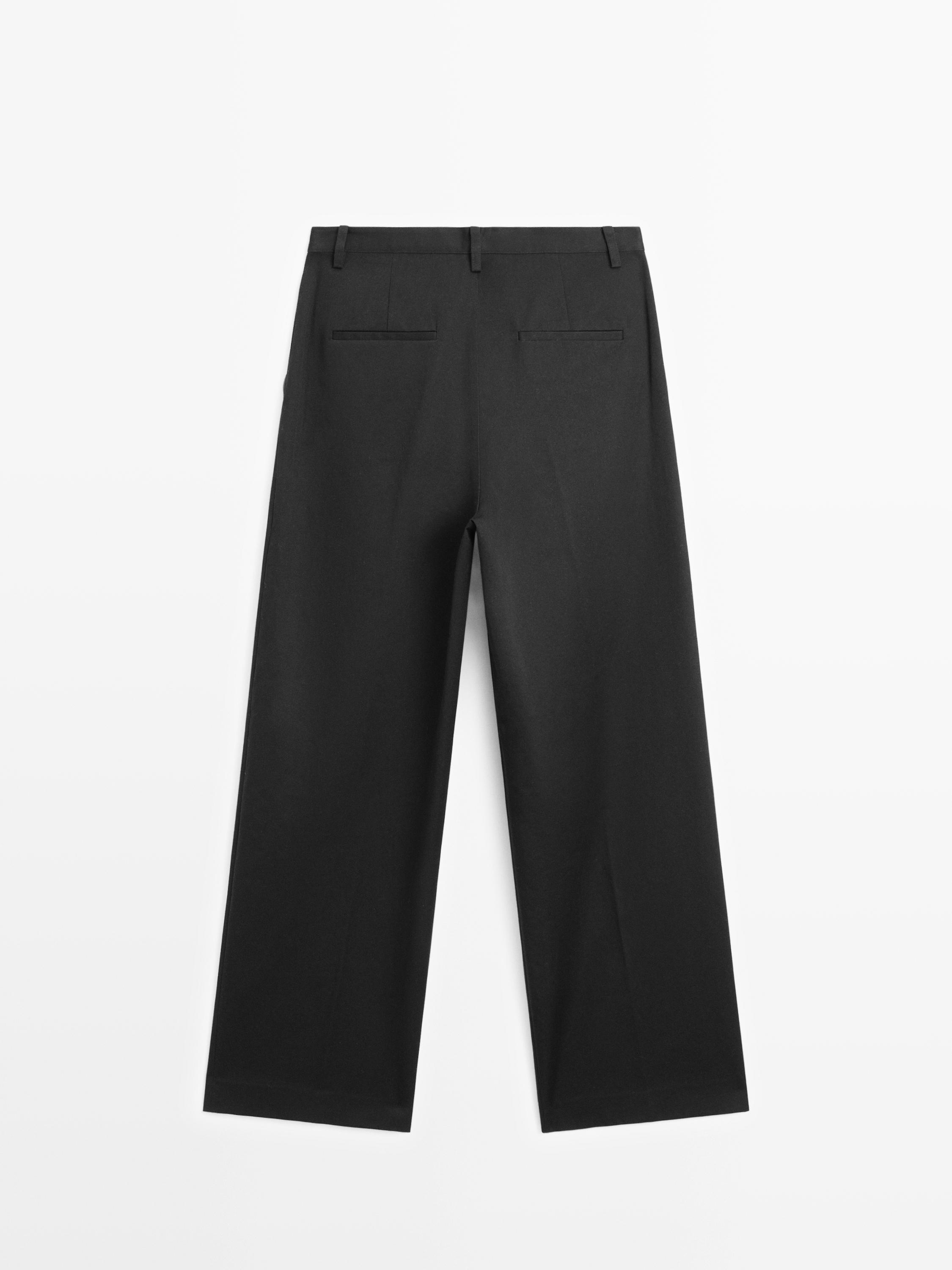 Darted cotton trousers