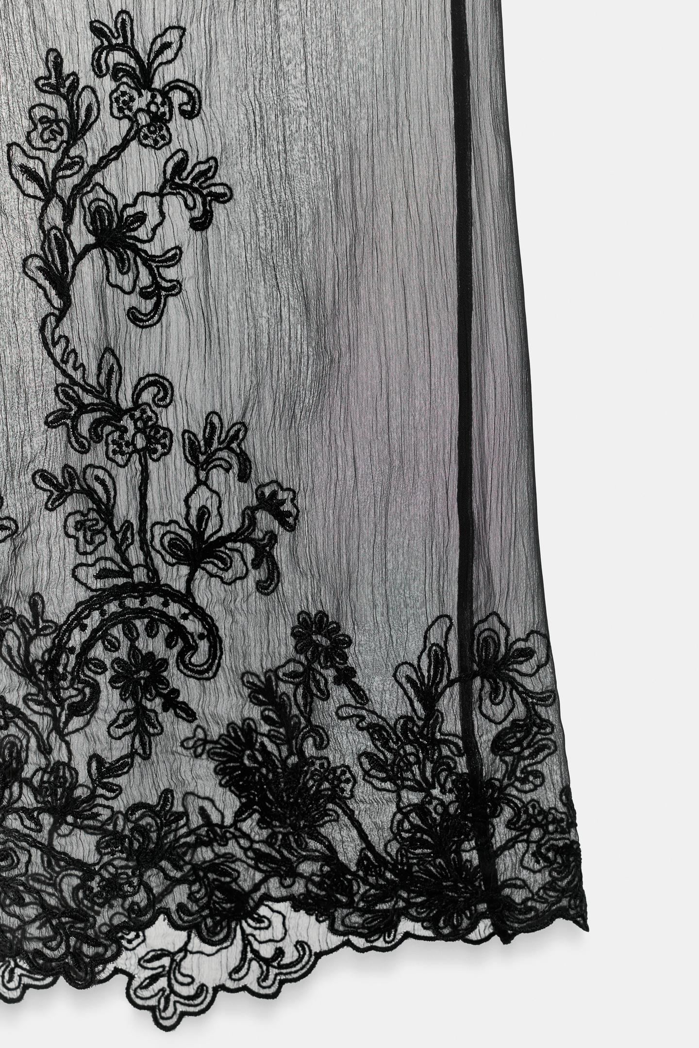 Женские брюки Zara Semi-Clear Embroidered, цвет: Чёрный — фото 10