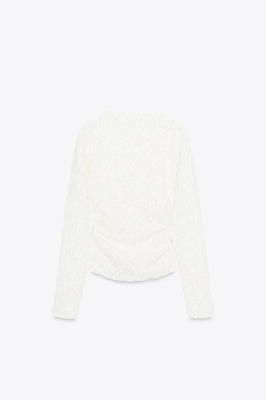 TOP PLIS DENTELLE TOUCHER DOUX - Écru de Zara - Image 5